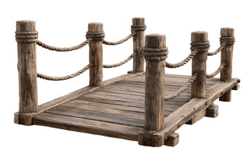 Obraz premium Wooden dock bridge with rope railing