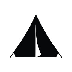 Fototapeta premium Simple black and white tent icon illustration for camping outdoors