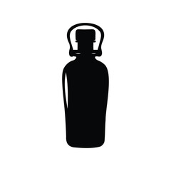 Stylized black silhouette of a glass bottle with a handle design