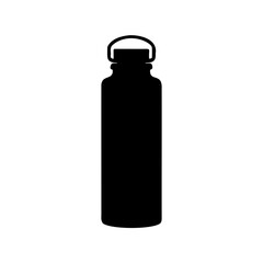 Sleek black silhouette of a reusable water bottle with handle