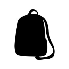 Black silhouette image of a generic backpack with a simple design style