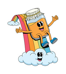 honey slide rainbow character groovy cartoon illustration