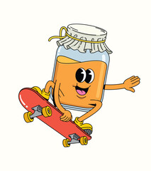 honey skateboard character groovy cartoon illustration