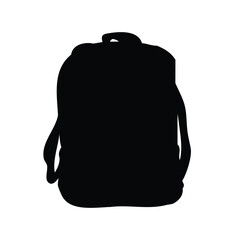 Silhouette of a black backpack with straps and carrying handle on white