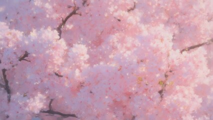 Fototapeta premium Soft focus pastel pink cherry blossoms bloom vibrantly, evoking spring's gentle beauty and serene natural wonder