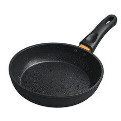 Black Frying Pan with Nonstick Coating and Ergonomic Handle.
