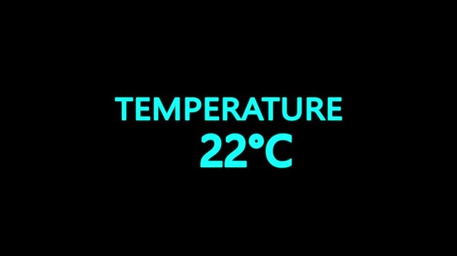 Temperature Counting Animation from 0&deg;C to 22&deg;C. Rising temperature number from 0 to 22. temperature progress animation showing celsius degrees