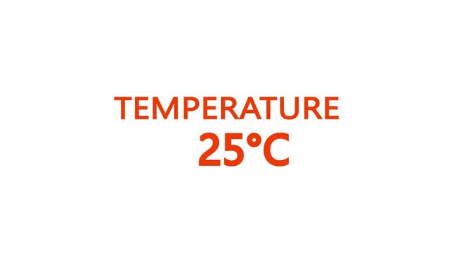 Temperature Counting Animation from 0&deg;C to 28&deg;C. Rising temperature number from 0 to 28. temperature progress animation showing celsius degrees