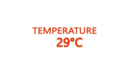 Temperature Counting Animation from 0°C to 32°C. Rising temperature number from 0 to 32. temperature progress animation showing celsius degrees