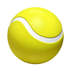 Bright Yellow Tennis Ball with White Seam Isolated on a White Background.