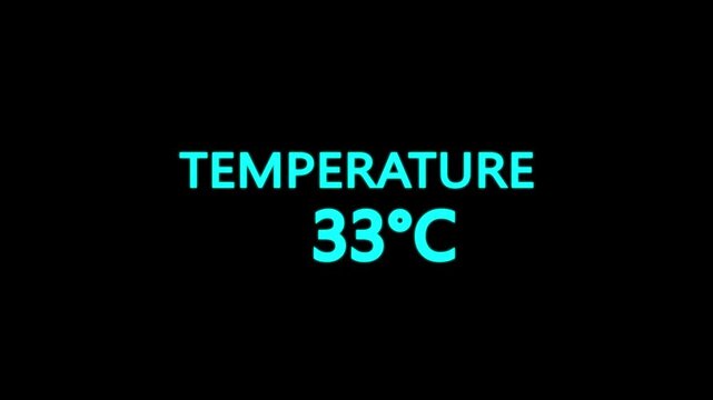 Temperature Counting Animation from 0&deg;C to 37&deg;C. Rising temperature number from 0 to 37. temperature progress animation showing celsius degrees