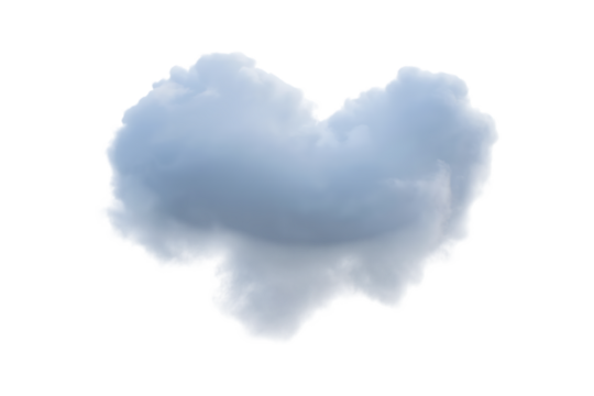 A single fluffy blue cloud isolated on transparent background