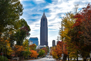 Fototapeta premium Atlanta Foliage, Clouds, And Architecture