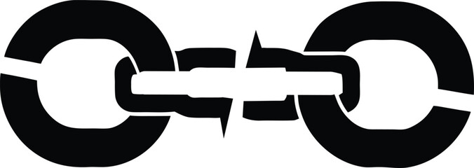 Broken chain silhouette icon