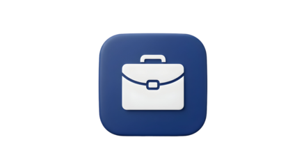 Briefcase icon on a blue square representing business and professional work.