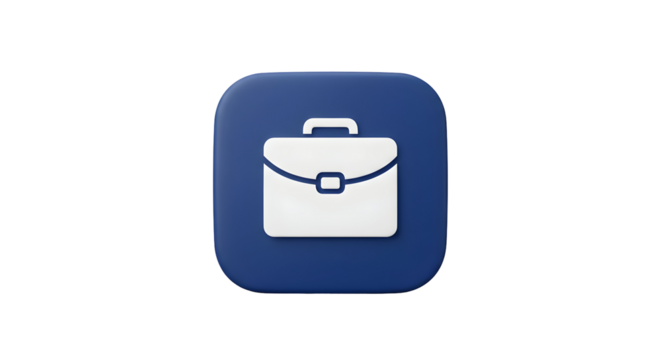 Briefcase icon on a blue square representing business and professional work.