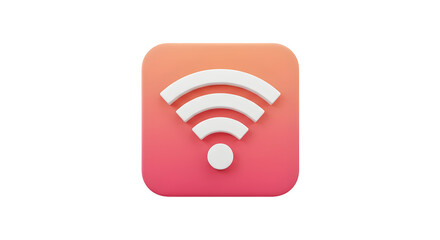 Vibrant 3D WiFi icon on a gradient background.