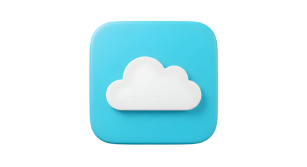 Cloud icon on a blue square representing digital storage and online services.