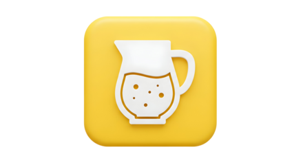 Refreshing Lemonade Pitcher Icon on Yellow Background.