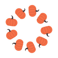 Autumn Thanksgiving Day Halloween wreaths boarder round frames of orange pumpkins