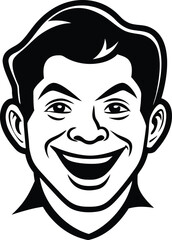 Young man's cartoon face vector illustration.