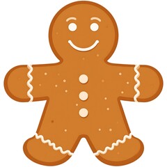 Obraz premium A classic gingerbread cookie in a cheerful, cartoonish design with a smiling face and simple details, isolated on white