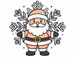 Cute Santa Claus with Snowflake Background Illustration.