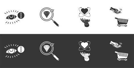  AIDA Attention, Interest, Desire, and Action glyph icons set with different colors and backgrounds and editable Strokes