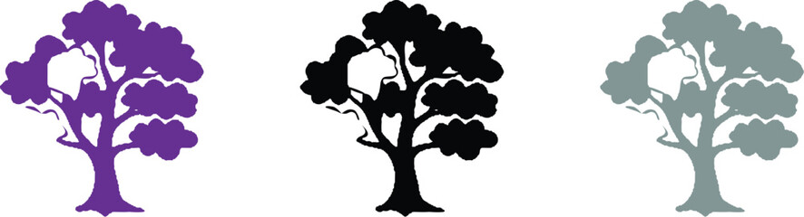 Vector tree silhouette with branches and leaves in nature style