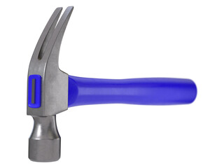 Claw hammer with a blue handle isolated on a transparent background 3D render