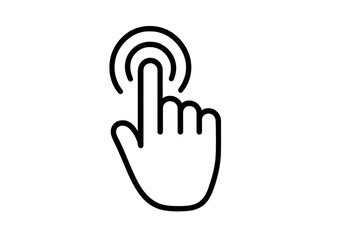 Hand cursor icon clicking, finger tapping a digital interface, web pointer action, internet browsing element