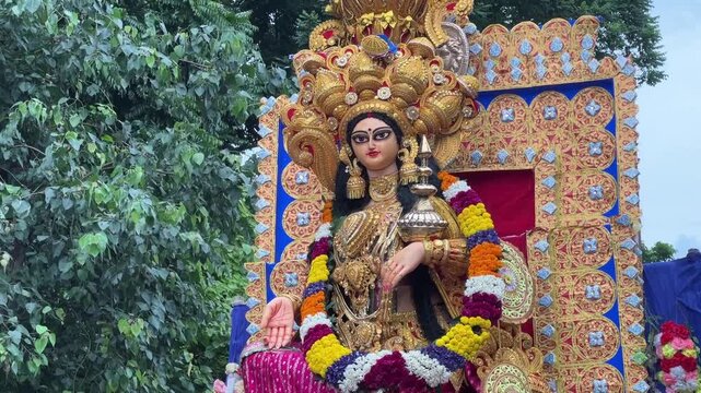 Goddess Lakshmi idol on the way to immersion in Kolkata