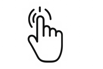 Hand gesture icon clicking or tapping, pointing finger on transparent background for user interface and web design