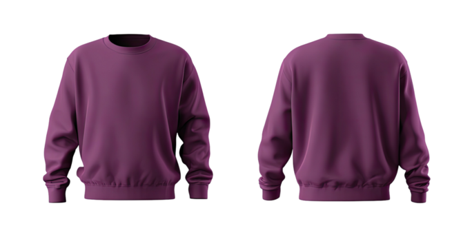 Plum sweatshirt (front & back) isolated on black