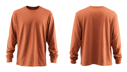 Burnt orange long-sleeve shirt, front and back views
