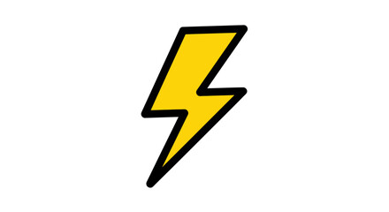 Energetic illustration of yellow lightning bolt with a striking black outline