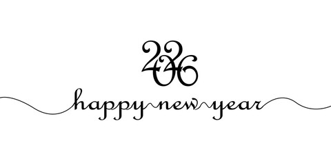 Celebrate new beginnings with elegant 'Happy New Year' typography and stylish year numerals,...