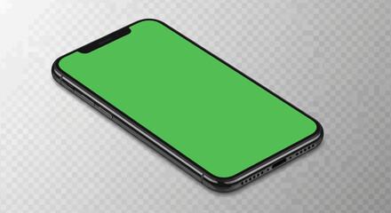 Modern Smartphone with Green Screen Display Mockup for App and Website Design