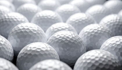 A close-up, monochromatic shot showcases a grid of dimpled spheres. The objects, arranged densely, exhibit variations in light and shadow