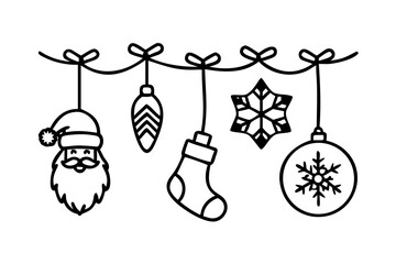 Christmas ornaments hanging on a string decoration