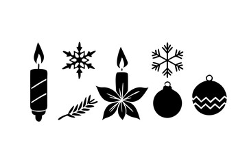 Christmas ornaments and candles for holiday season