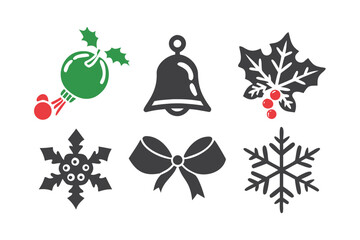 Christmas decoration icon set for holiday season