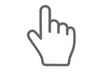 Hand pointer cursor icon illustrating clicking, selection, and interaction in a user interface, with transparent background