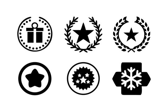 Award and badge icons for achievement and quality
