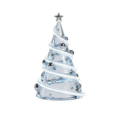Modern Glass Christmas Tree with Silver Ornaments and Star