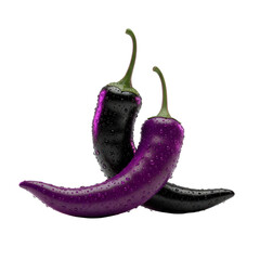 Pile of vibrant purple and black jalape&ntilde;o peppers with water drops