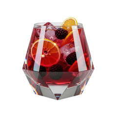 Refreshing sangria cocktail in elegant crystal glass