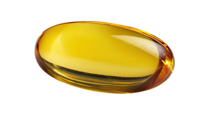 Golden oval pill, glossy surface