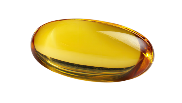 Golden oval pill, glossy surface