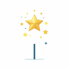 Cartoon Magic Wand with Gold Star and Sparkles.